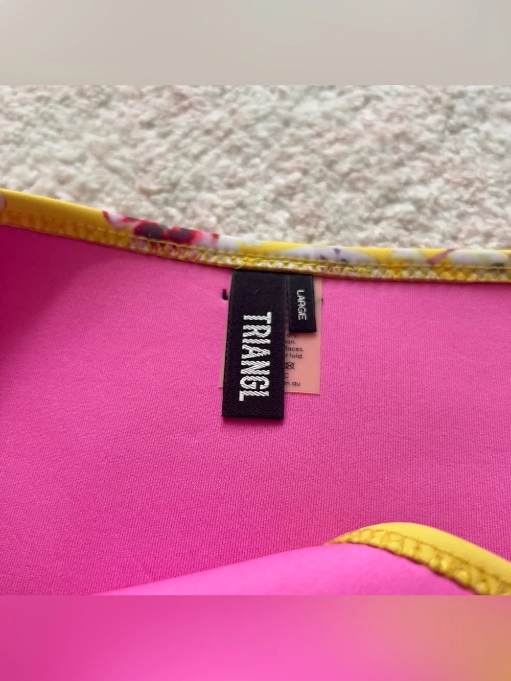 triangl swimwear Yellow Floral Bikini Bottoms with Pink Lining